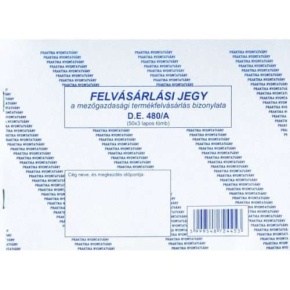 Felvásárlási jegy, A5, DE.480/A/V PR. (50x3 lapos)