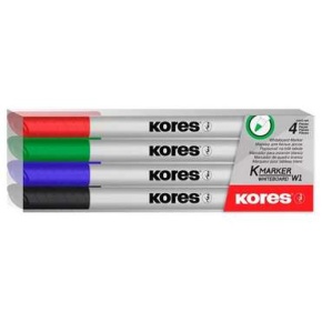 Tábla- és flipchart marker, 1-3 mm, kúpos, KORES  "K-Marker", 4 különböző szín