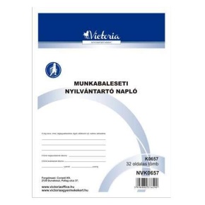 Nyomtatvány, munkabaleseti nyilvántartó napló, 32 oldal, A4, VICTORIA PAPER, 10 tömb/csomag