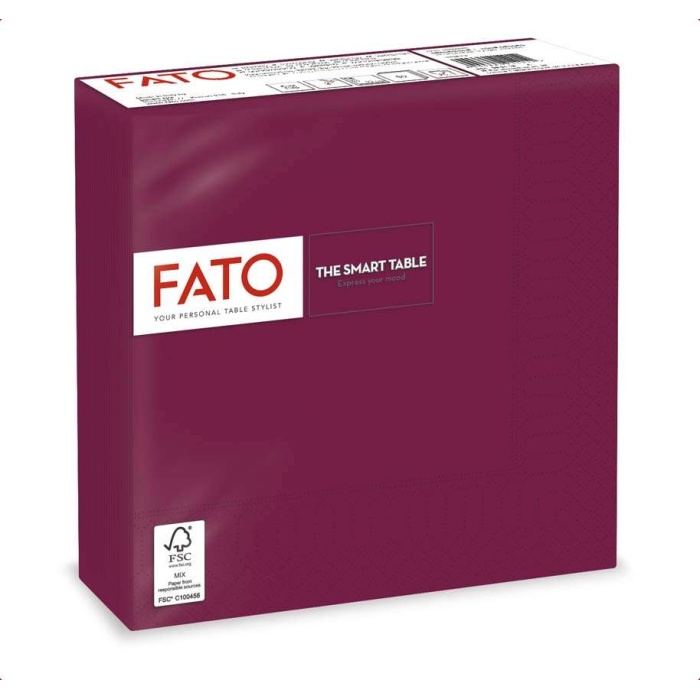 FATO Szalvéta Bordó 33*33cm 2rtg.50db/csomag, 24 csomag/karton