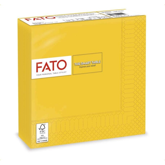 FATO Szalvéta Sárga 33*33cm 2rtg.50db/csomag, 24 csomag/karton