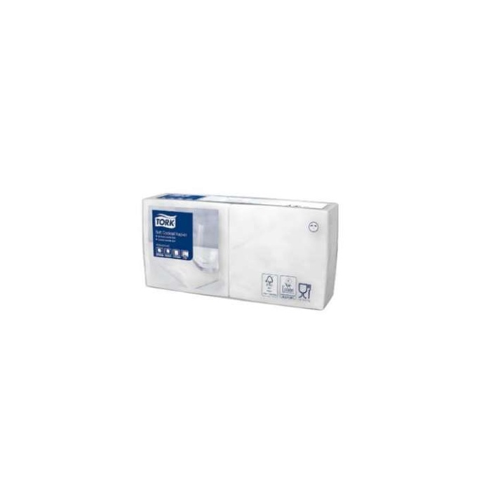 Tork 509525 Advanced koktélszalvéta, fehér, 24x24cm, 3rétegű, 200 db/csomag