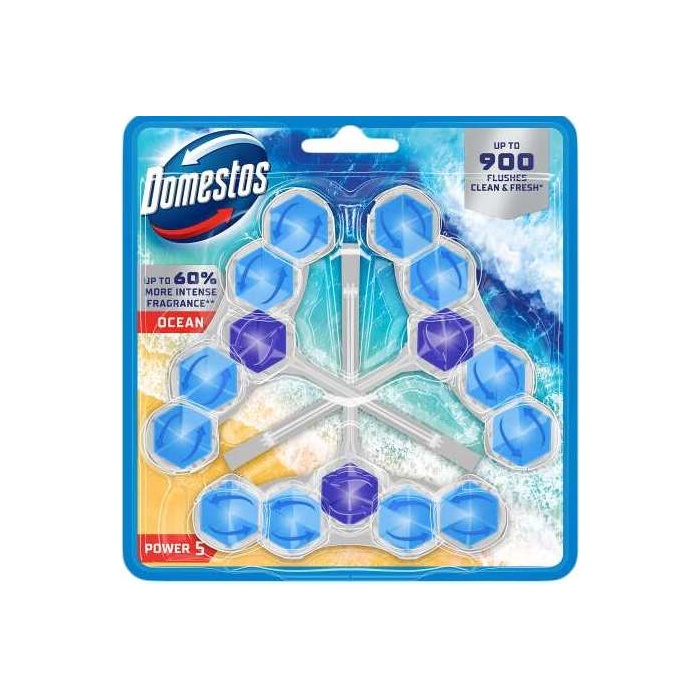 WC fertőtlenítő, 3 db-os, DOMESTOS "Power 5", óceán