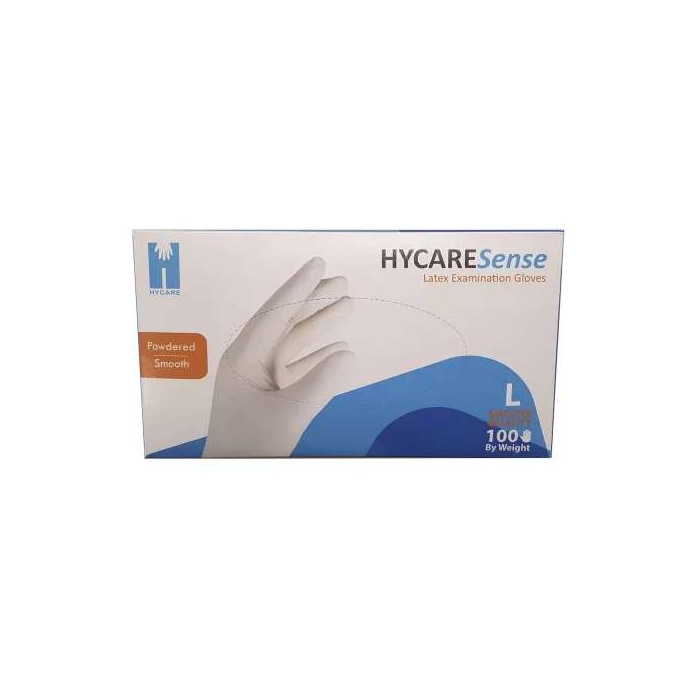 Latex kesztyű púdermentes Hycare 100db fehér"L"