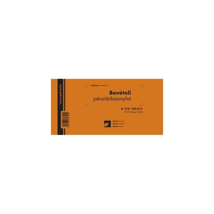 Bevételi pénztárbizonylat B.318-102/A/V