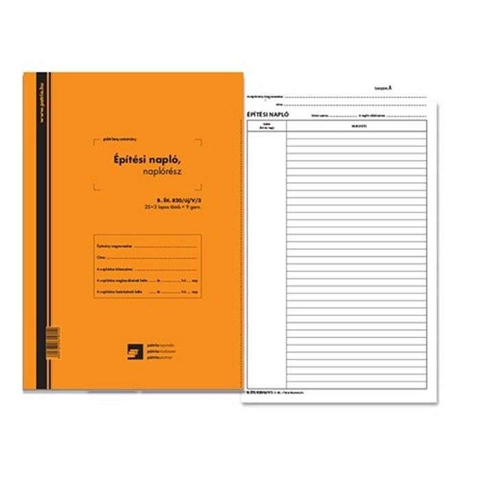 Építési napló 25x3 tömb + 9x3 betétlap -B.Éti.820/ÚJ/